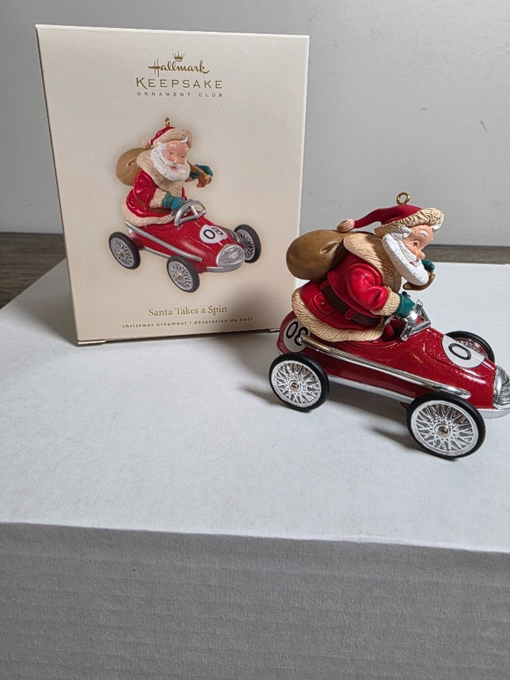 Santa Takes a Spin - 2008 Hallmark Keepsake Ornament Club Exclusive Pedal Car